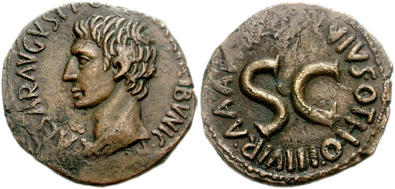 Imitación de una moneda de Augusto. Tesafilm. Ric432_250$